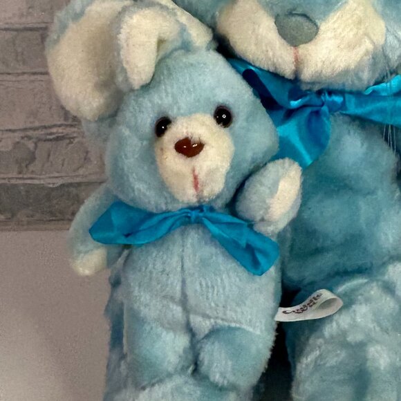 CUDDLE WIT BLUE EASTER BUNNY WITH BABY ATTACHED IN LAP STUFFED ANIMAL - Picture 3 of 4